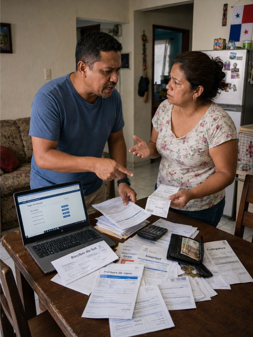 Pareja en Panamá discutiendo por cuentas del hogar
